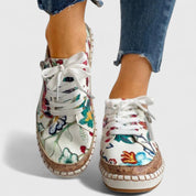 Rosalinde Hartcourt | Floral Print Cork Platform Sneakers