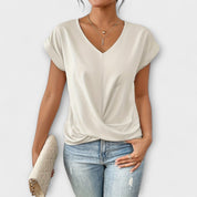 Arabella Sincroft | Brown V-Neck Twist Hem Top