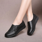 Mirelle Fontcourt | Brown Leather Zip Slip-On Flat Shoes