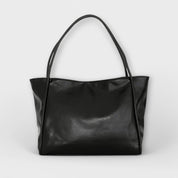 Celeste Vanthorpe | Black Faux Leather Oversized Tote Bag