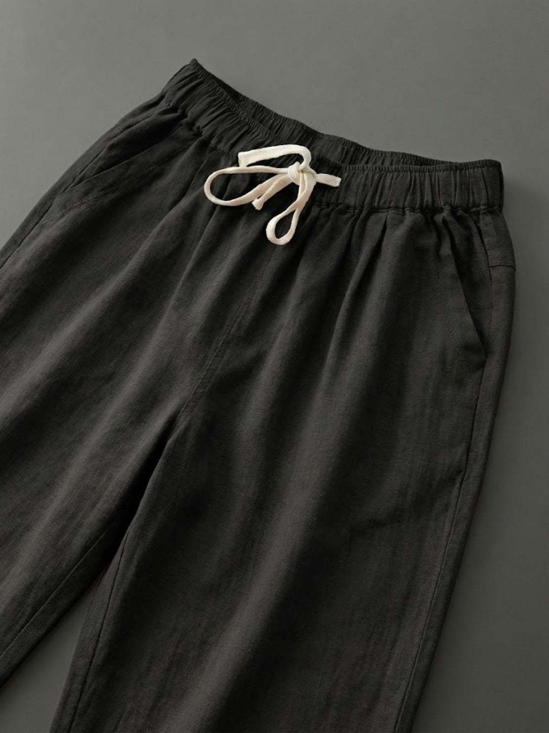 Elaine Beauchamp | Women's Linen-Look Drawstring Straight-Leg Trousers