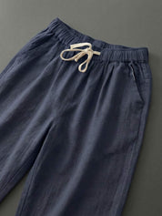 Elaine Beauchamp | Women's Linen-Look Drawstring Straight-Leg Trousers