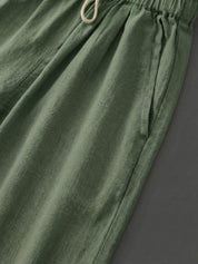Elaine Beauchamp | Women's Linen-Look Drawstring Straight-Leg Trousers