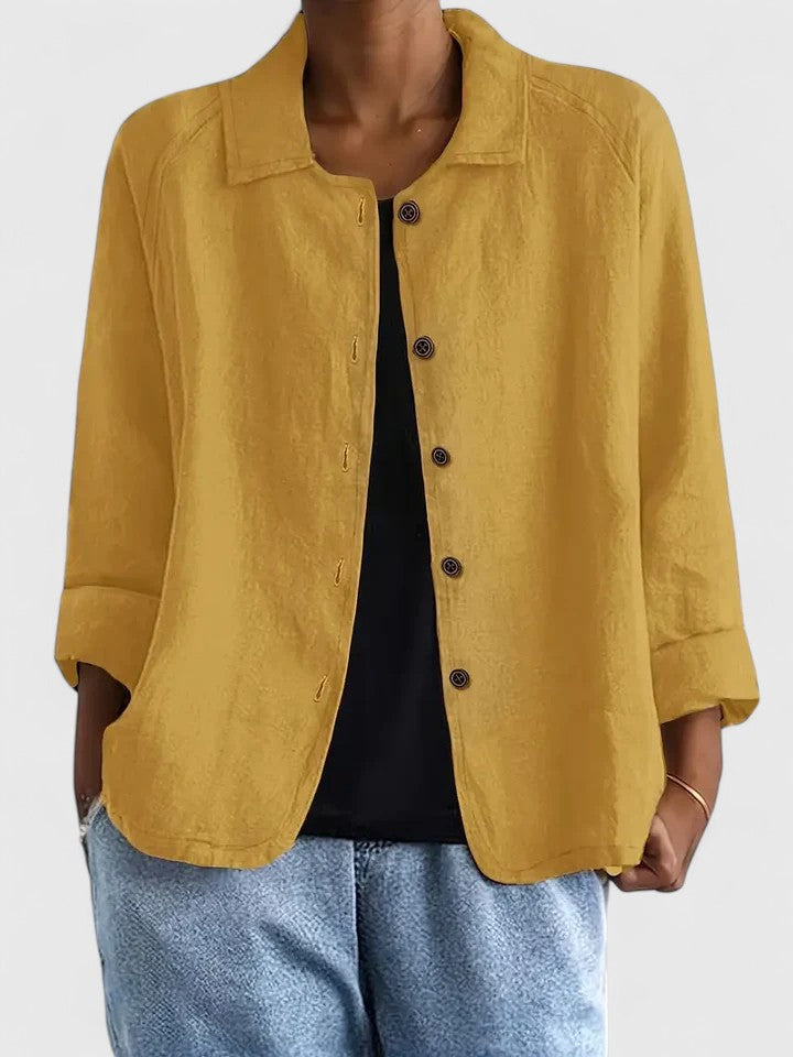 Théodora Wentbridge | Pink Linen-Blend Button-Front Shirt
