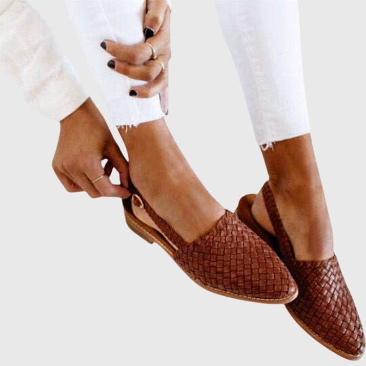 Genevra Aldenmoor | Tan Woven Leather Orthopedic Flat Loafer