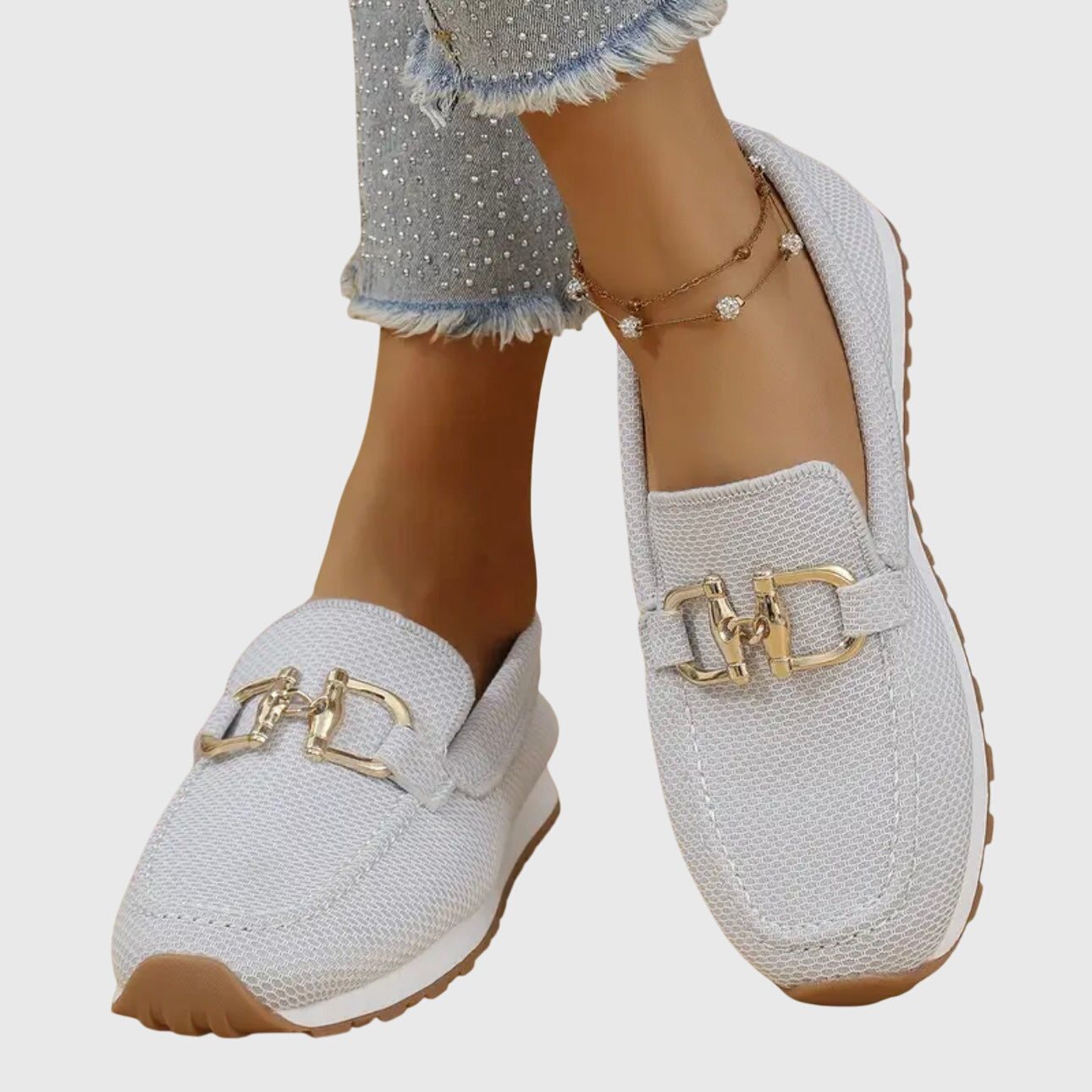 Beatrice Holloway | Blue Mesh Platform Loafers with Gold Horsebit