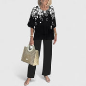 Corinne Valbelle | Floral Print Wide-Leg Pants Matching Set