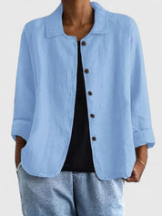 Théodora Wentbridge | Pink Linen-Blend Button-Front Shirt