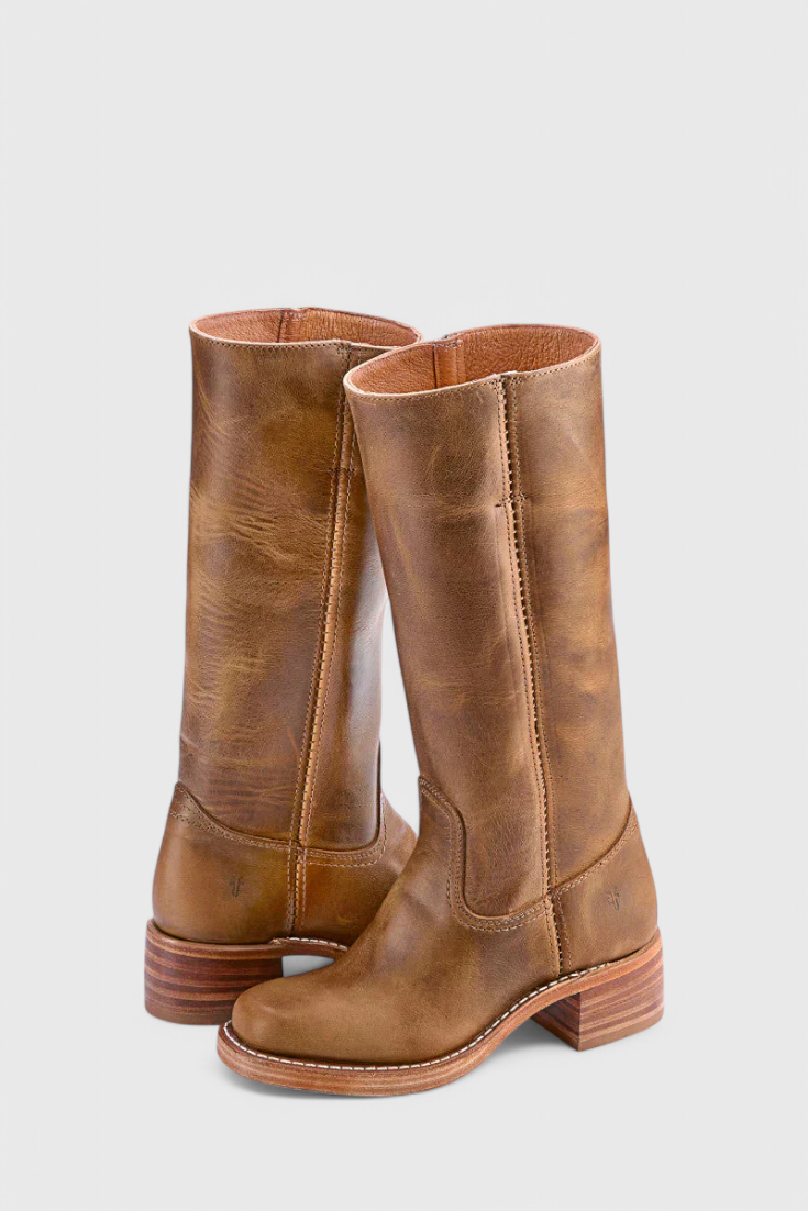 Rosalind Fenwick | Tan Leather Knee-High Western Boots