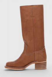 Rosalind Fenwick | Tan Leather Knee-High Western Boots
