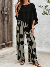 Odessa Fairverne | Women's Batwing Top & Wide Leg Print Pants Set