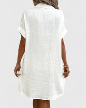 Arabella Winslow | Yellow Button-Down Short Sleeve Mini Shirt Dress