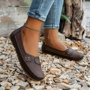 Luciana Velthorpe | Beige Perforated Slip-On Comfort Flats