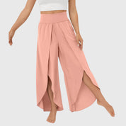 Colette Deveraux | Teal Wide-Leg Split Pants with High Waist