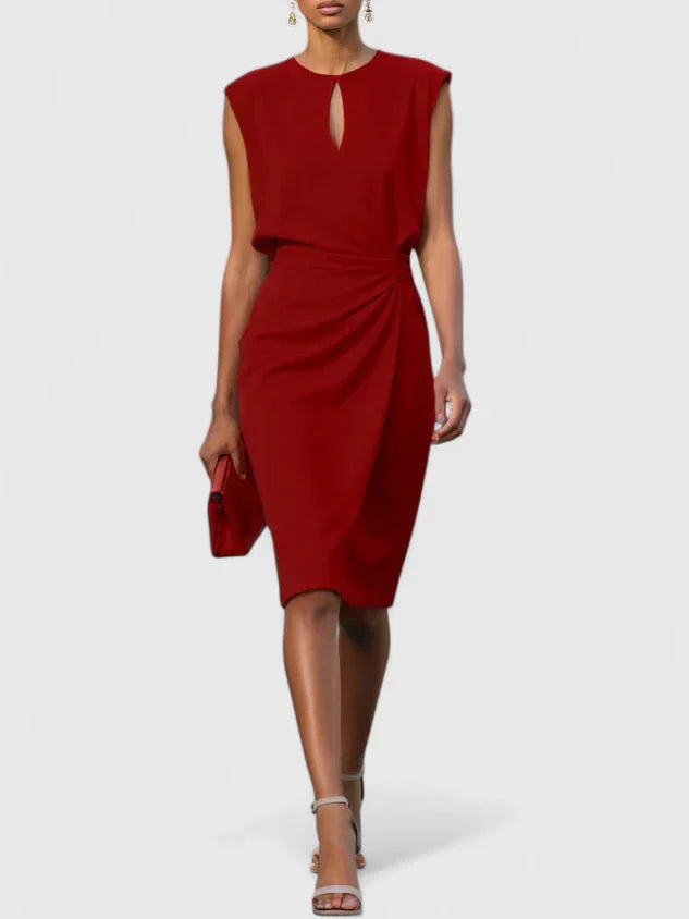 Vivienne Marlowe | Navy Blue Sleeveless Keyhole Midi Dress