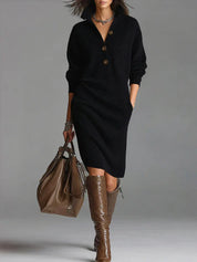 Fleurette Castillon | Yellow Knit Midi Sweater Dress