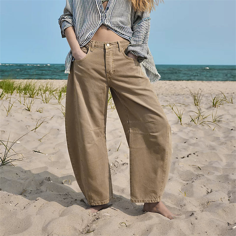 Margeline Ashcroft | High-Rise Barrel Leg Jeans in Light Acid-Wash Denim