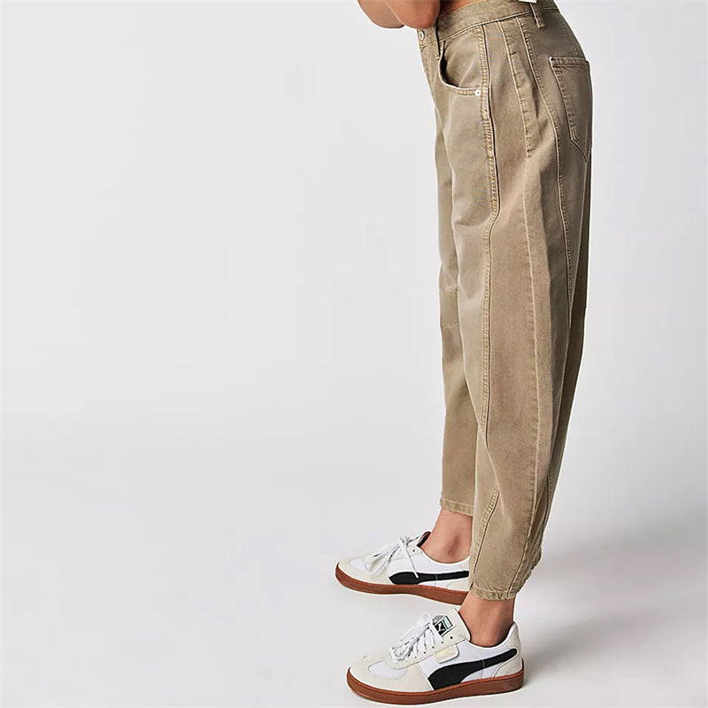 Margeline Ashcroft | High-Rise Barrel Leg Jeans in Light Acid-Wash Denim