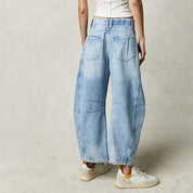 Margeline Ashcroft | High-Rise Barrel Leg Jeans in Light Acid-Wash Denim