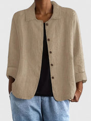 Théodora Wentbridge | Pink Linen-Blend Button-Front Shirt