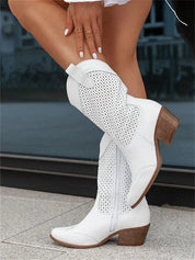 Celestine Fairbrook | Tan Suede Perforated Western Cowboy Boots