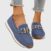 Beatrice Holloway | Blue Mesh Platform Loafers with Gold Horsebit