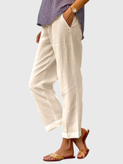Mirabel Stonecourt | White Wide-Leg Linen Trousers