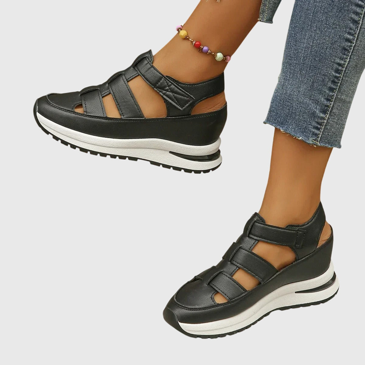 Rossana Pelletier | Black Platform Gladiator Sandals for Women
