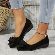 Clarisse Duvernois | Grey Bow Detail Orthopedic Ballet Flats