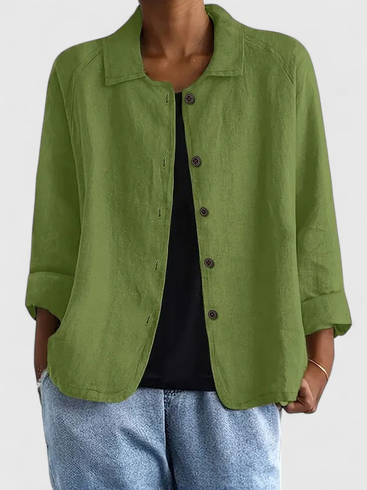 Théodora Wentbridge | Pink Linen-Blend Button-Front Shirt