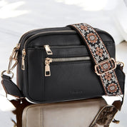 Henriette Beausoleil | White Leather Crossbody Bag with Floral Strap
