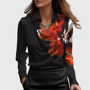 Isabelle Voncourt | Satin Cowl-Neck Blouse in Champagne