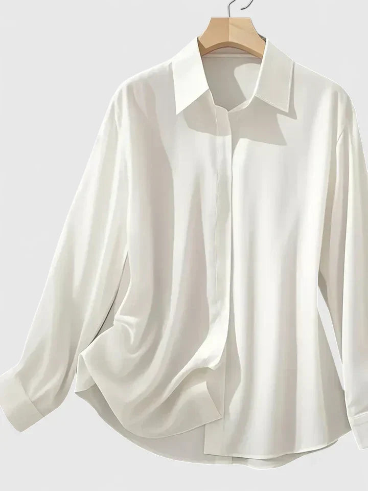 Clarisse Wentford | White Long Sleeve Button-Down Shirt