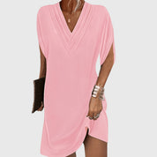Lavinia Stormveil | Black V-Neck Tummy-Hiding Mini Dress
