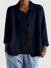 Théodora Wentbridge | Pink Linen-Blend Button-Front Shirt