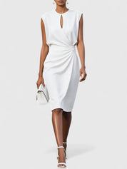 Vivienne Marlowe | Navy Blue Sleeveless Keyhole Midi Dress