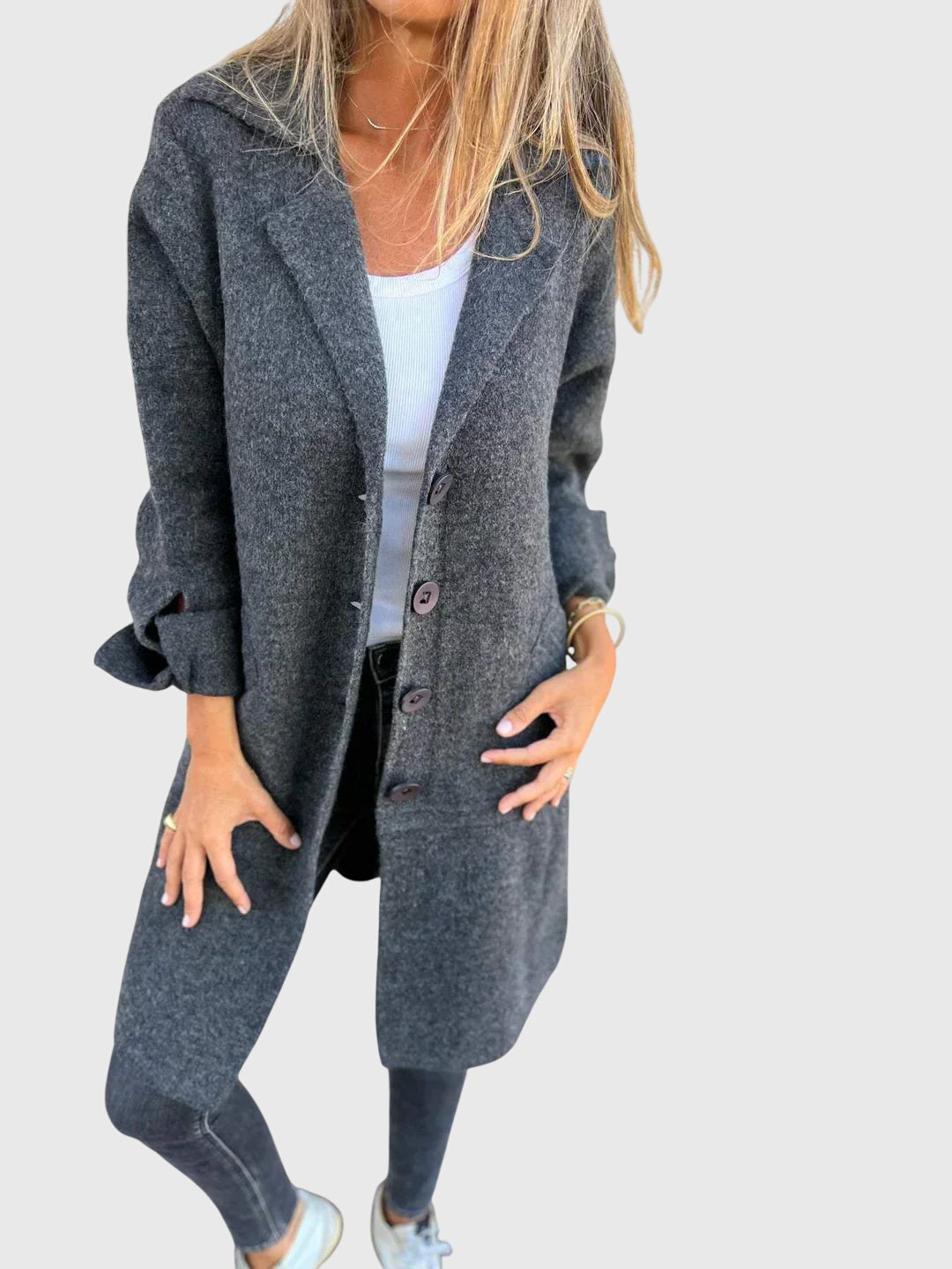 Sophia Harrington | Pink Button-Front Blazer Coat