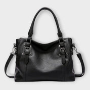 Nicolette Beauvais | Brown Faux Leather Tote Handbag with Shoulder Strap