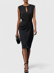 Vivienne Marlowe | Navy Blue Sleeveless Keyhole Midi Dress