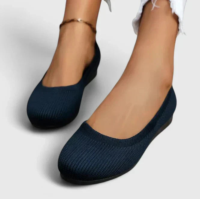 Elspeth Mourning | Black Knit Ballet Flats with Ergonomic Sole