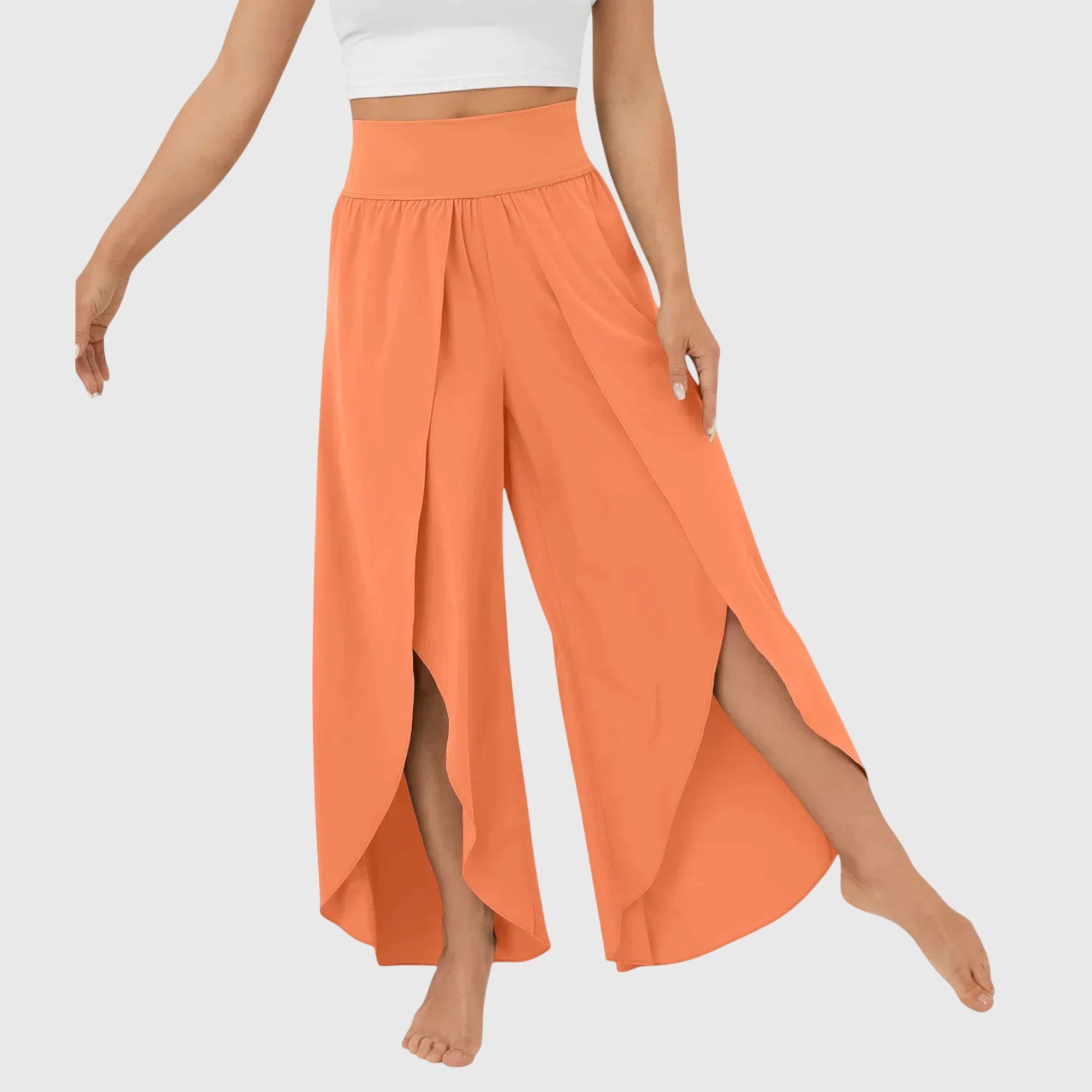 Colette Deveraux | Teal Wide-Leg Split Pants with High Waist