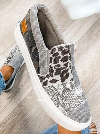 Rosalind Fenwick | Leopard Patchwork Canvas Slip-On Sneakers