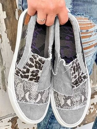 Rosalind Fenwick | Leopard Patchwork Canvas Slip-On Sneakers