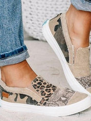 Rosalind Fenwick | Leopard Patchwork Canvas Slip-On Sneakers