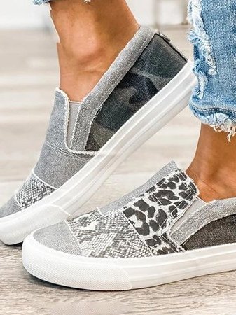 Rosalind Fenwick | Leopard Patchwork Canvas Slip-On Sneakers