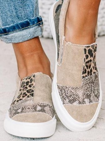 Rosalind Fenwick | Leopard Patchwork Canvas Slip-On Sneakers
