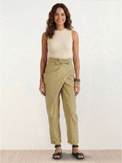 Séraphelle Dunvaux | High Waist Wrap Front Cropped Tapered Pants in Grey