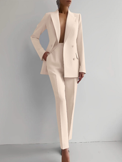 Alessandra Whitvale | Red Double-Breasted Blazer & Slim Pants Suit Set