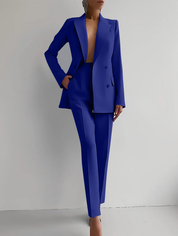 Alessandra Whitvale | Red Double-Breasted Blazer & Slim Pants Suit Set