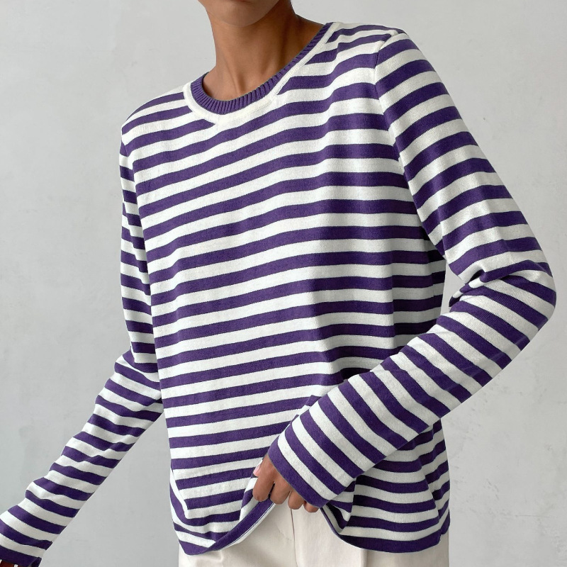 Marlowe Sinclair | Navy & White Striped Long-Sleeve Knit Top